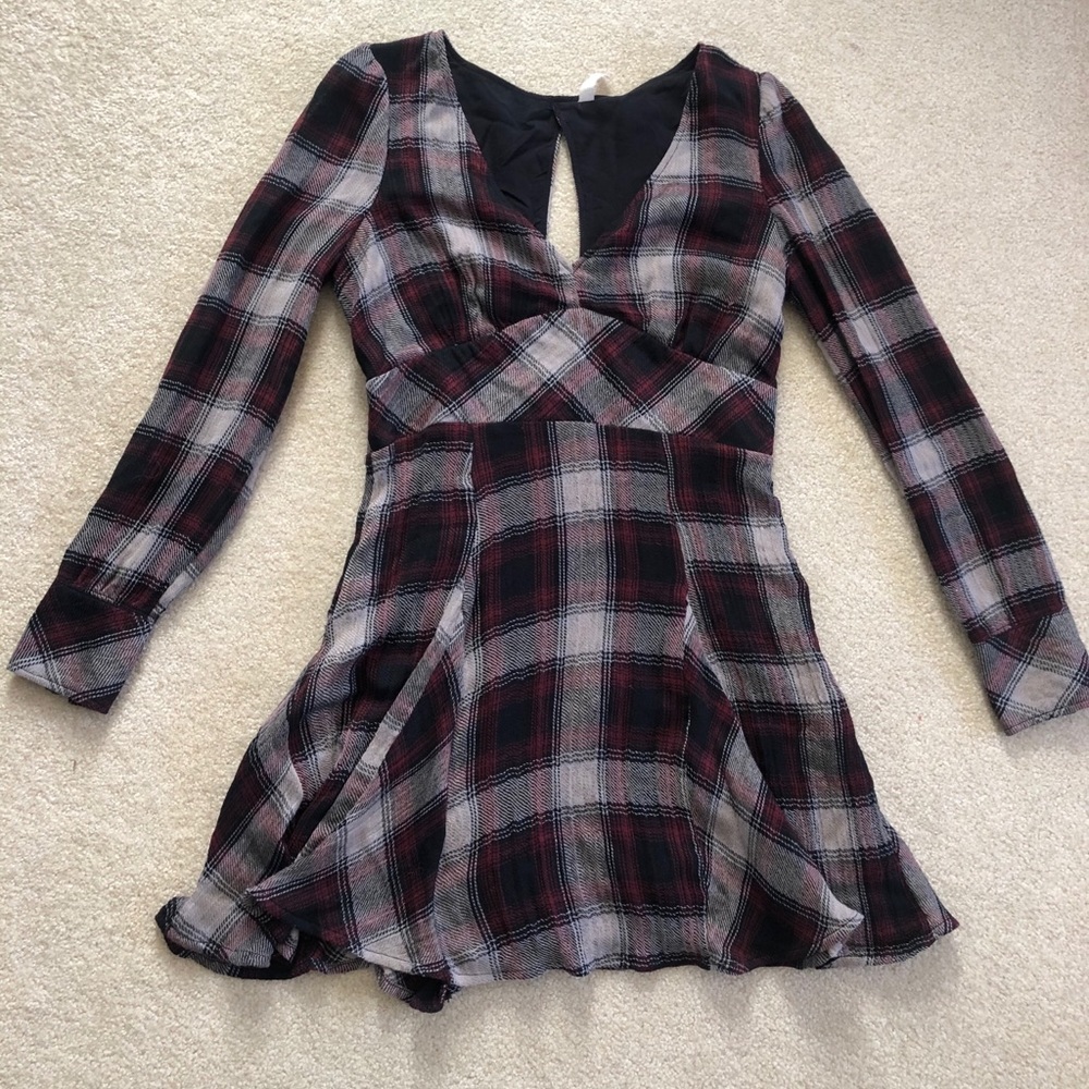 Free People Plaid long sleeve Mini dress